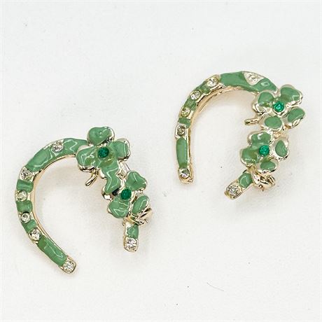 Vintage Gold Tone & Enamel Lucky Horseshoe Scatter Brooches