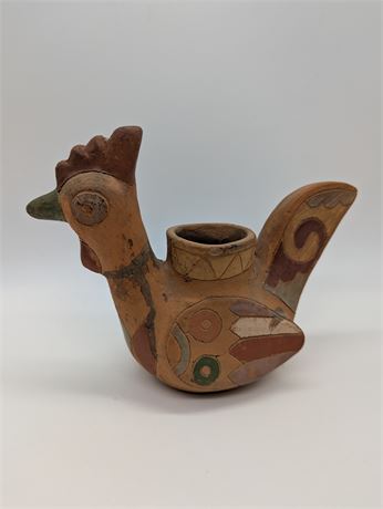 Art Pottery Latin America Chicken Vase Terra Cotta Pottery Hand Painted