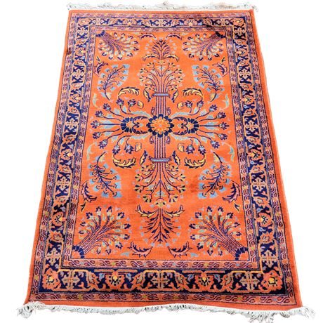 Vintage Orange & Blue Persian Style Area Rug