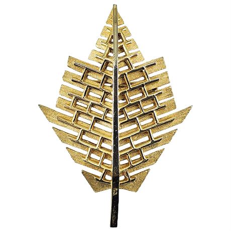 Unsigned Vintage CORO Modernist Leaf Brooch