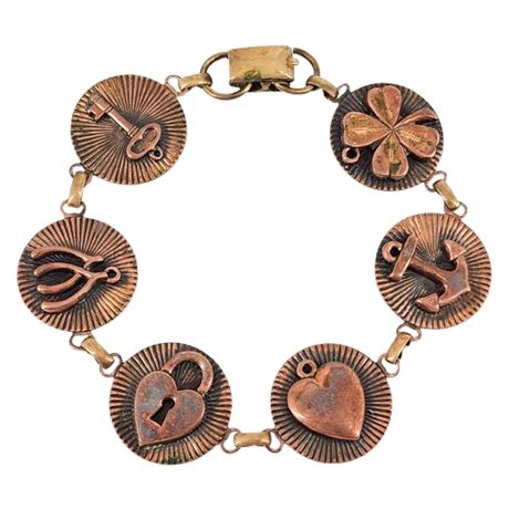 Vintage Copper Lucky Charms Bracelet