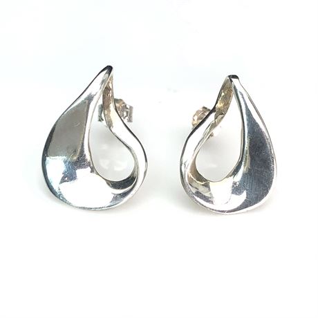 Vintage Sterling Silver Abstract Modernist Twist Earrings