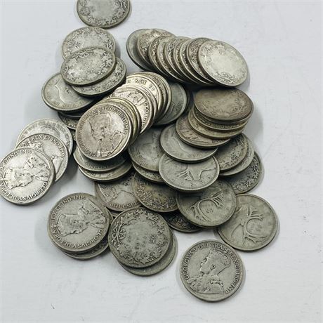 59 UNSEARCHED EARLY Canadian Silver Quarters