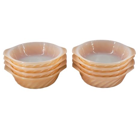 Four Anchor Hocking Fire King Peach Luster Casserole Bowls - Set of 8