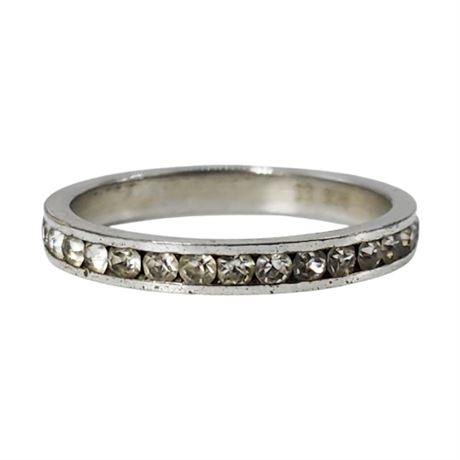 Vintage Sterling Silver Channel Set Rhinestone Infinity Ring, Sz 7.75