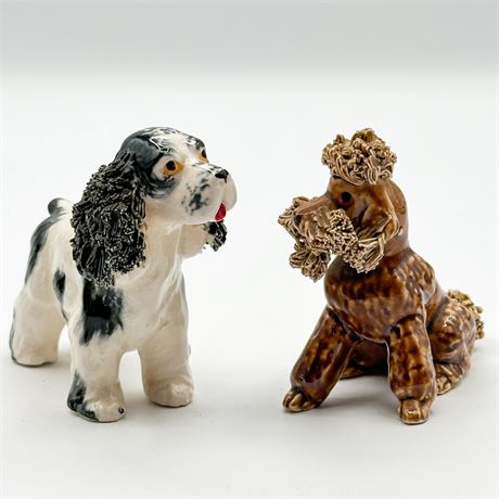 Pair of Vintage Porcelain Spaghetti Poodle Figurines