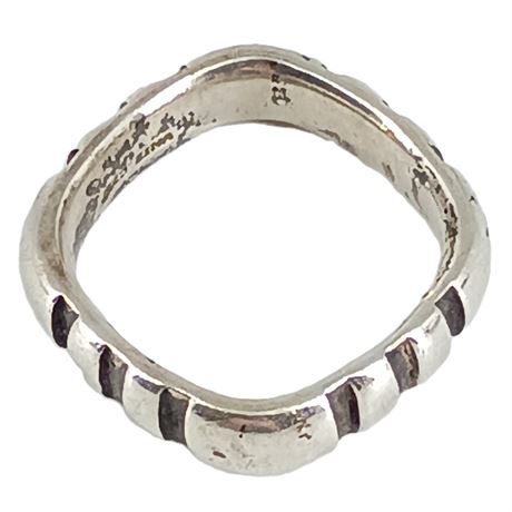 Zina Sterling Silver Sculptural Ribbed Band Ring