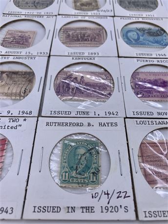 12 1893 to 1951 2 cent to 30 cent US Postage Stamps