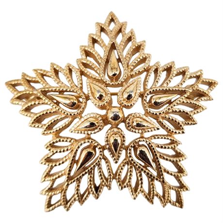 Signed Vintage Crown Trifari Star Flower Brooch