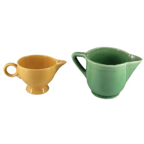 Yellow & Green Pottery Creamers
