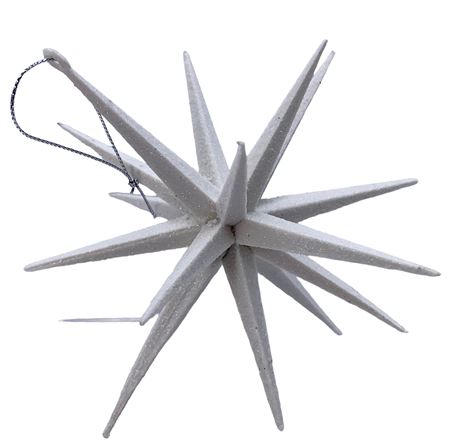 Large 6” Sugared White Christmas Star Ornament