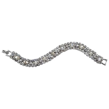Vtg WEISS Prong Set Clear Rhinestone Bracelet