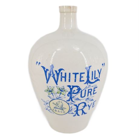 Vintage C. 1900 White Lily Pure Rye SB & Co. Jug