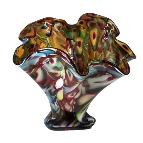 Polish Art Glass Vase in Vivid Colors