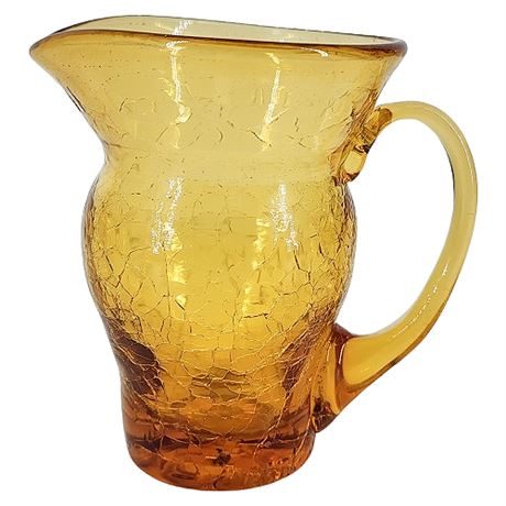Vintage Pilgrim Amber Crackle Glass Mini Pitcher