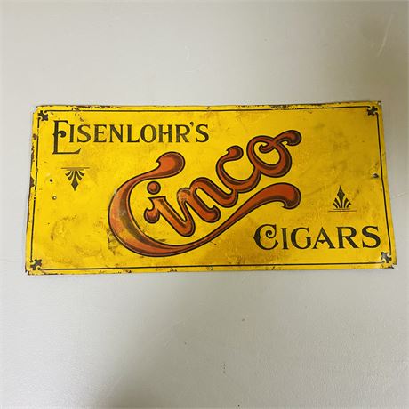 1920’s Eisenlohr’s Cinco Cigar Advertising Sign