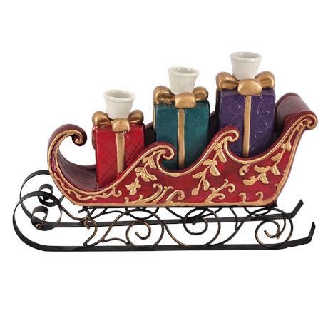 Hand-Painted Santa's Sleigh Candle Holder