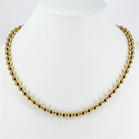 Vintage Gold-Tone Metal Beaded Necklace