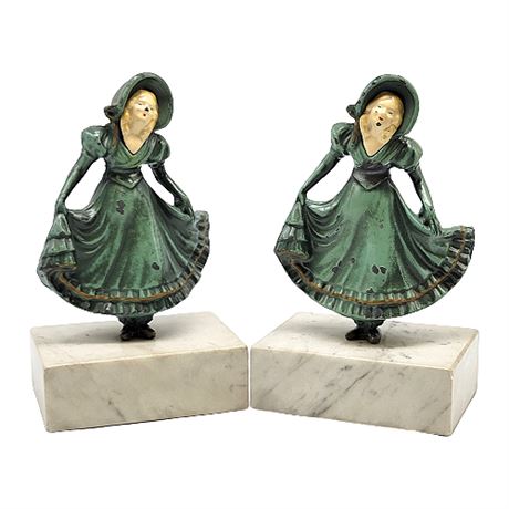 Vintage JB Hirsch "Pleased to Meet You" Cast Iron/Marble Bookends