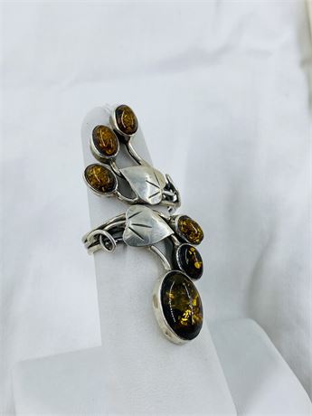 Gorgeous 5.5g Baltic Amber Sterling Wrap Ring Size 7