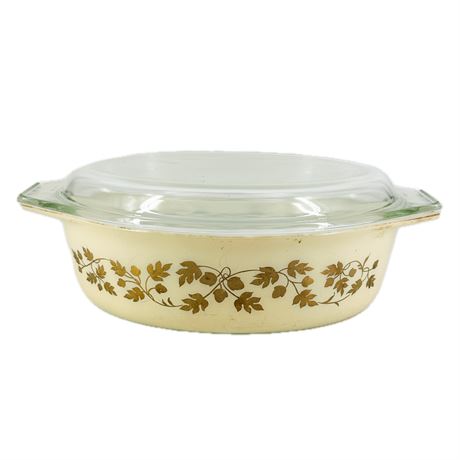 Vintage PYREX Golden Acorn Covered Casserole