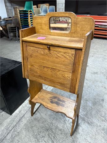 Antique Oak Drop Down Desk - 14x26x55”