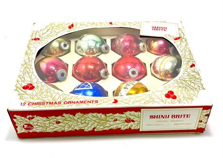 Vtg Shiny Brite Glass Ornaments in Original Box