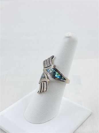 Vintage Abalone Sterling Ring Size 7.5