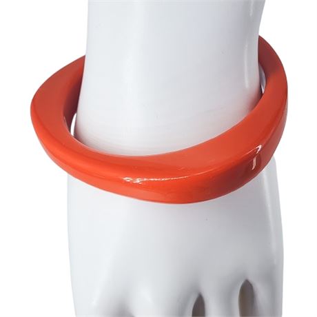 Vintage Orange Lucite Rounded Triangle Bangle Bracelet