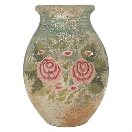 Pottery Vase with Floral Design