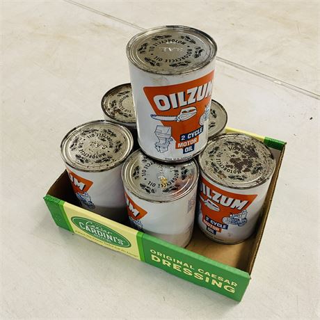 6 NOS Oilzum Quart Cans