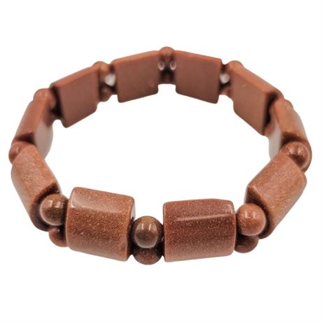 Sparkly Burnt Orange Goldstone Stretch Bracelet