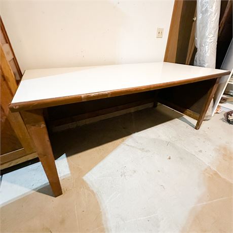 Large Vintage Wooden Desk with Laminate Top