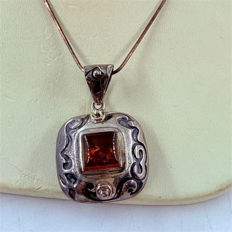 14.2g Amber Sterling Necklace - 18”