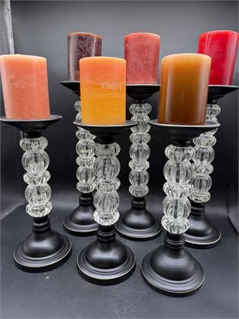 6 Decorative Pillar Candle Stick Holders