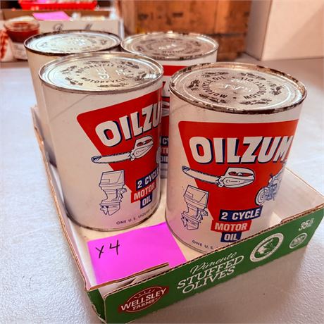 4 NOS Oilzum Quart Cans
