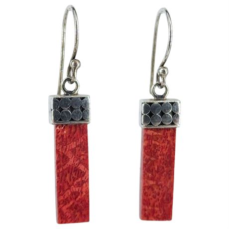 Sterling Silver Bamboo Coral Earrings