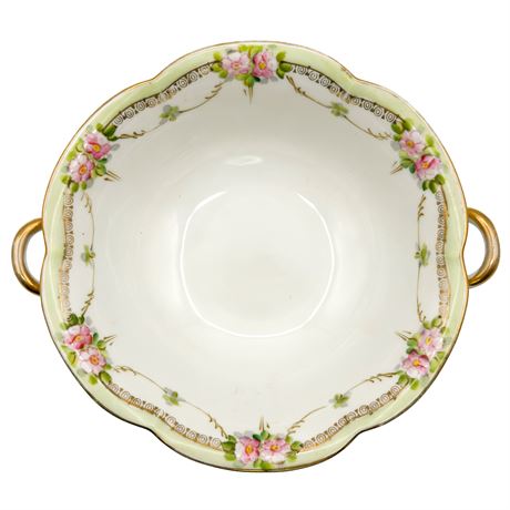 Vintage Hand-Painted Nippon Double-Handled Porcelain Bowl