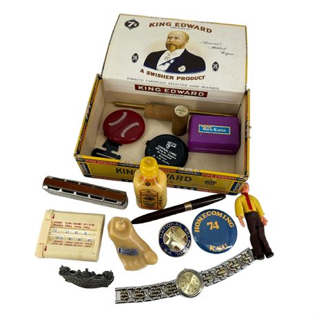 Cigar Box Trinkets & Collectibles Lot