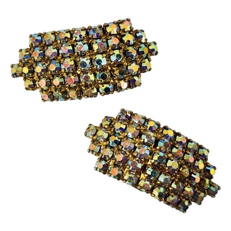 Vintage Aurora Borealis Rhinestone Shoe Clips