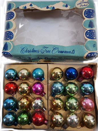 VTG Box of Shiny Brite Miniature Ornaments