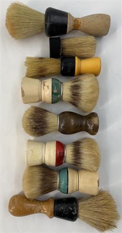 8 pc Antique to Vintage Natural Bristle Shaving Brushes
