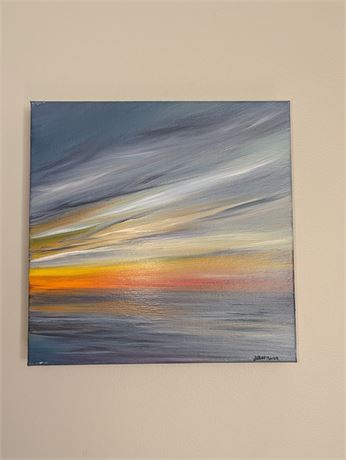 "Lake Erie Sky III" Original Jessica Maron Acrylic Painting Canvas 12x12" Signed