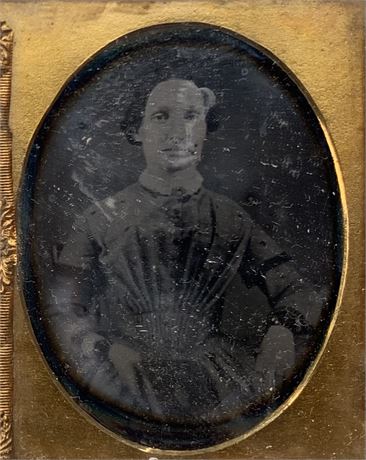 1850s Victorian Woman Daguerreotype, Partially Cased Photograph
