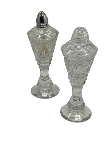 Cut glass crystal salt and pepper shakers
