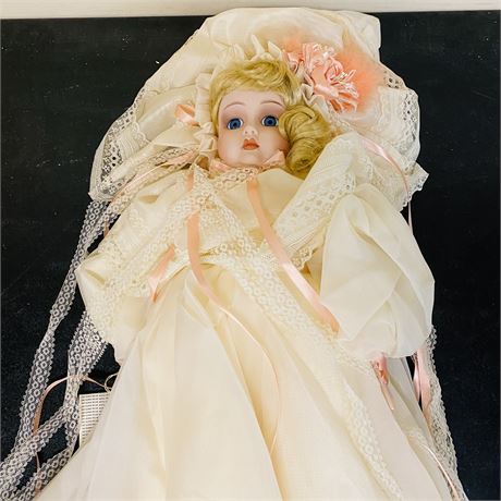 24” Vntg Cal Hasco Victorian Doll w/ 96” Long Wedding Dress