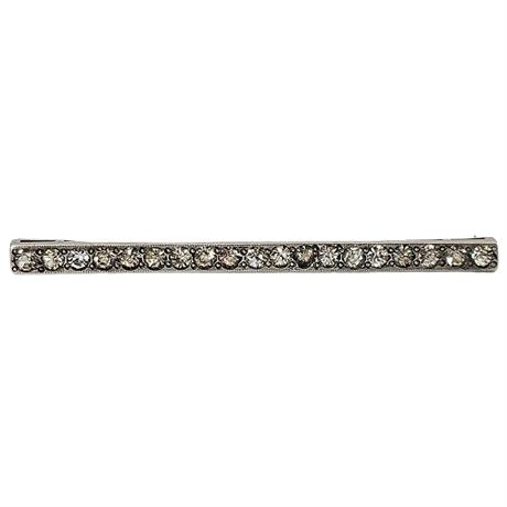 Vintage Sterling Silver Rhinestone Bar Brooch
