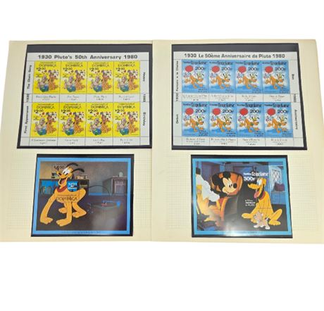 1980 Disney "Pluto's 50th Anniversary" Stamps