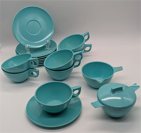 Vtg Westinghouse Blue Ovation Melmac Set 7 cups saucers MCM Connecticut