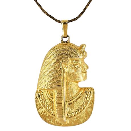 Vintage Egyptian Revival Pharoh Pendant Necklace
